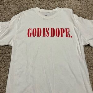 God Is Dope White T-Shirt with Red Print